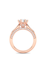 Load image into Gallery viewer, 2CTW Round Shaped Lab Grown Diamond (F/VS) Tulip Motif Accented Engagement Ring in 14K Gold
