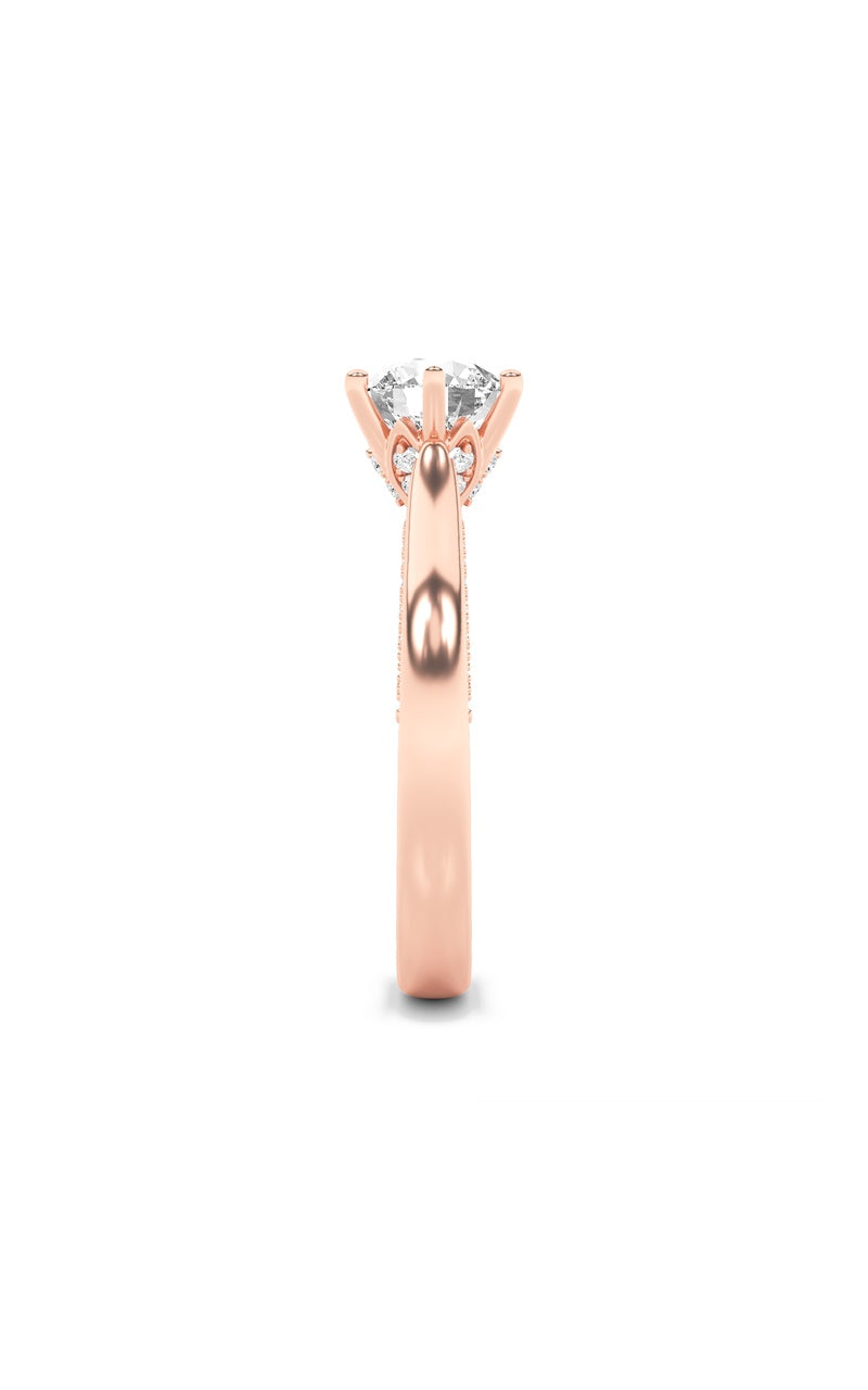 2CTW Round Shaped Lab Grown Diamond (F/VS) Tulip Motif Accented Engagement Ring in 14K Gold