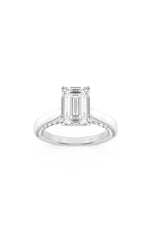 Load image into Gallery viewer, 1.25CTW Emerald Shaped Lab Grown Diamond (F/VS) Accented Bridge Shank Engagement Ring in 14K Gold
