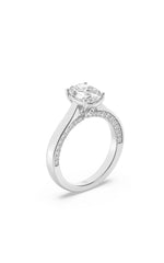 Load image into Gallery viewer, 2CTW Oval Shaped Lab Grown Diamond (F/VS) Accented Bridge Shank Engagement Ring in 14K Gold
