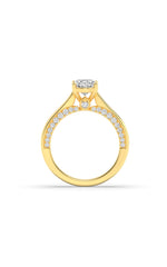 Load image into Gallery viewer, 2CTW Oval Shaped Lab Grown Diamond (F/VS) Accented Bridge Shank Engagement Ring in 14K Gold
