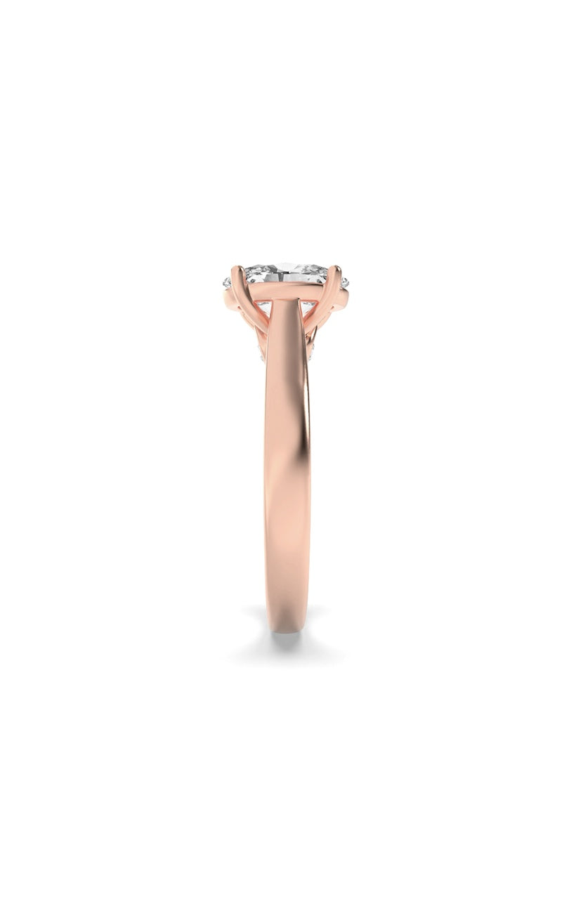 2CTW Oval Shaped Lab Grown Diamond (F/VS) Accented Bridge Shank Engagement Ring in 14K Gold