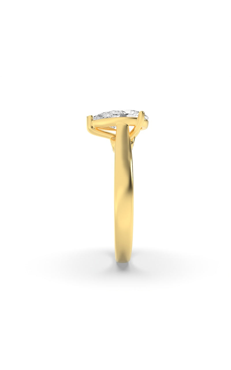 2CTW Pear Shaped Lab Grown Diamond (F/VS) Accented Bridge Shank Engagement Ring in 14K Gold