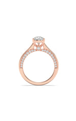 Load image into Gallery viewer, 2CTW Pear Shaped Lab Grown Diamond (F/VS) Accented Bridge Shank Engagement Ring in 14K Gold
