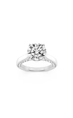 Load image into Gallery viewer, 2CTW Round Shaped Lab Grown Diamond (F/VS) Accented Bridge Shank Engagement Ring in 14K Gold
