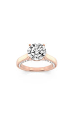 Load image into Gallery viewer, 2CTW Round Shaped Lab Grown Diamond (F/VS) Accented Bridge Shank Engagement Ring in 14K Gold
