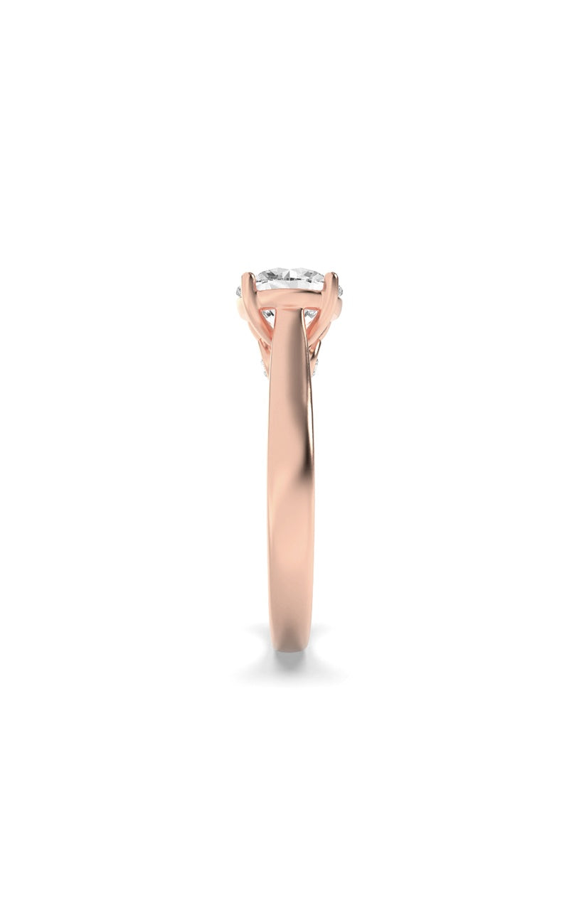 2CTW Round Shaped Lab Grown Diamond (F/VS) Accented Bridge Shank Engagement Ring in 14K Gold