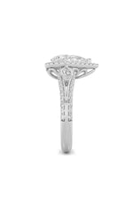 Load image into Gallery viewer, 3CTW Pear Shaped Lab Grown Diamond (F/VS) Three Stone Halo Enagement Ring in 14K Gold
