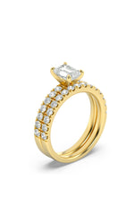 Load image into Gallery viewer, 2CTW Emerald Shaped Lab Grown Diamond (F/VS) Classic Accented  Set With Band and Engagement Ring in 14K Gold
