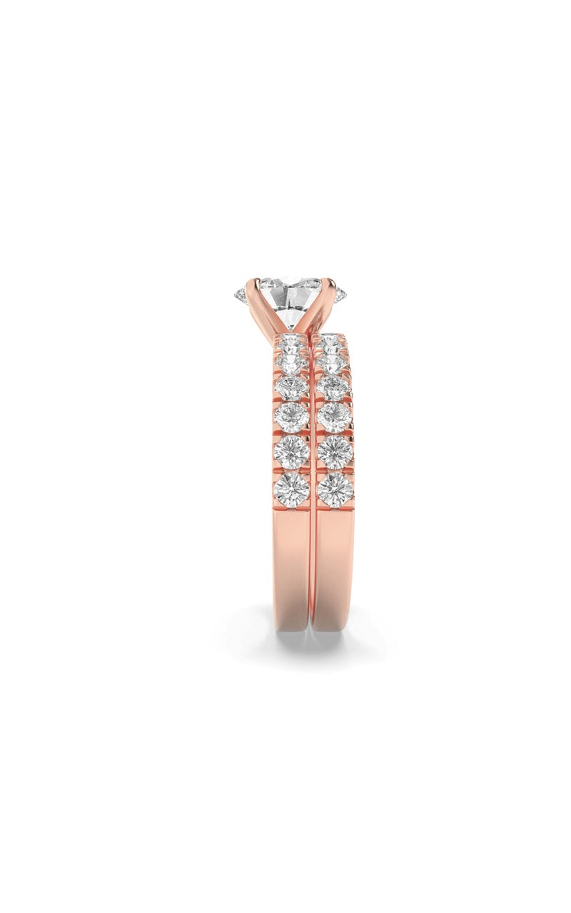 2CTW Oval Shaped Lab Grown Diamond (F/VS) Classic Accented  Set With Band and Engagement Ring in 14K Gold