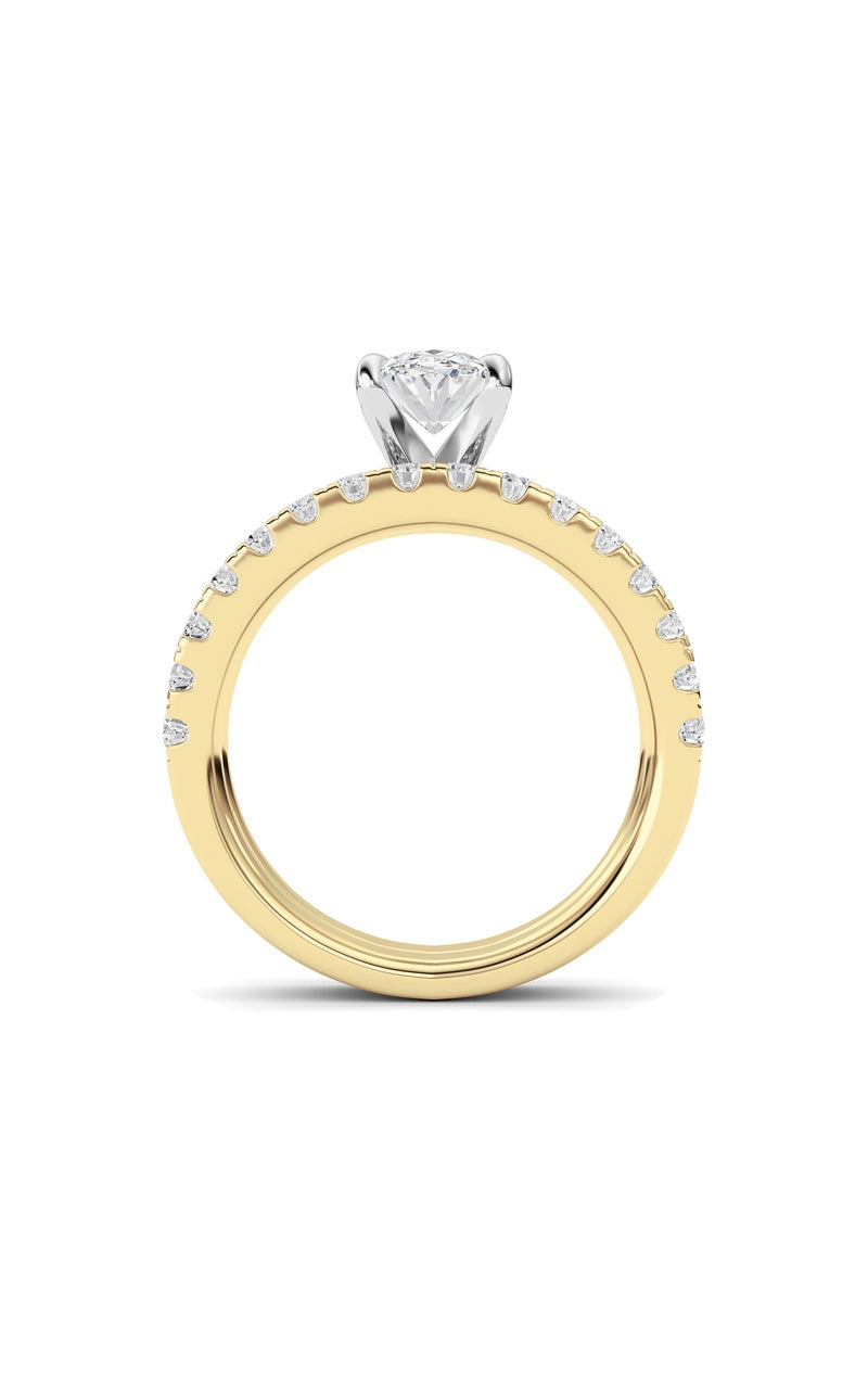 2CTW Oval Shaped Lab Grown Diamond (F/VS) Classic Accented  Set With Band and Engagement Ring in 14K Gold