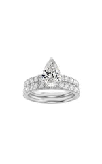 Load image into Gallery viewer, 2CTW Pear Shaped Lab Grown Diamond (F/VS) Classic Accented  Set With Band and Engagement Ring in 14K Gold
