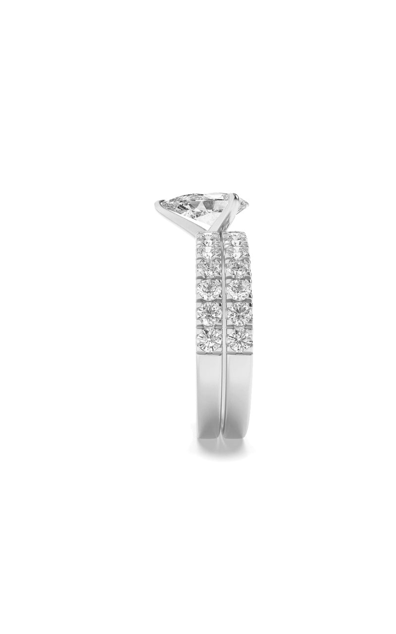 2CTW Pear Shaped Lab Grown Diamond (F/VS) Classic Accented  Set With Band and Engagement Ring in 14K Gold