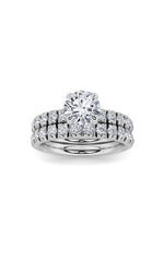 Load image into Gallery viewer, 2CTW Round Shaped Lab Grown Diamond (F/VS) Classic Accented Set With Band and Engagement Ring in 14K Gold
