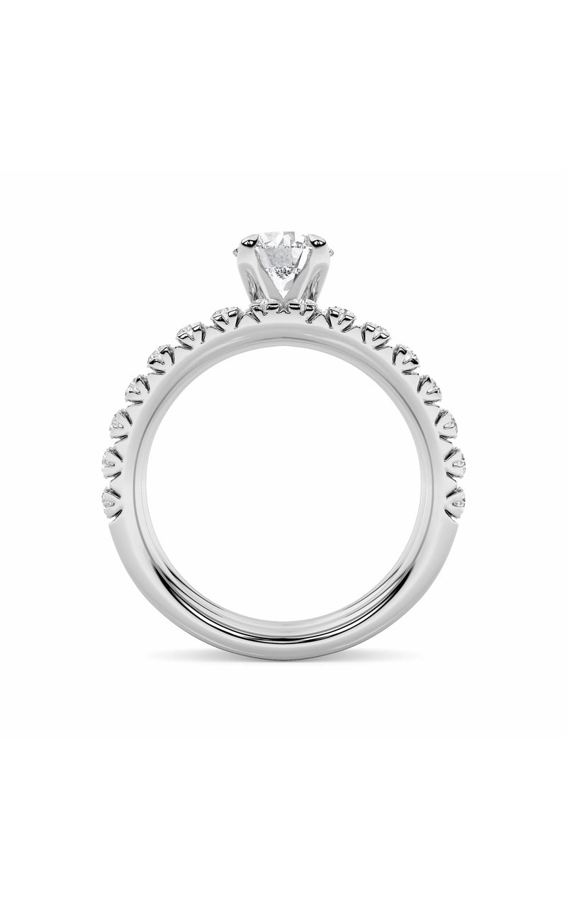 2CTW Round Shaped Lab Grown Diamond (F/VS) Classic Accented Set With Band and Engagement Ring in 14K Gold
