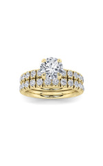 Load image into Gallery viewer, 2CTW Round Shaped Lab Grown Diamond (F/VS) Classic Accented Set With Band and Engagement Ring in 14K Gold
