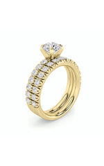 Load image into Gallery viewer, 2CTW Round Shaped Lab Grown Diamond (F/VS) Classic Accented Set With Band and Engagement Ring in 14K Gold
