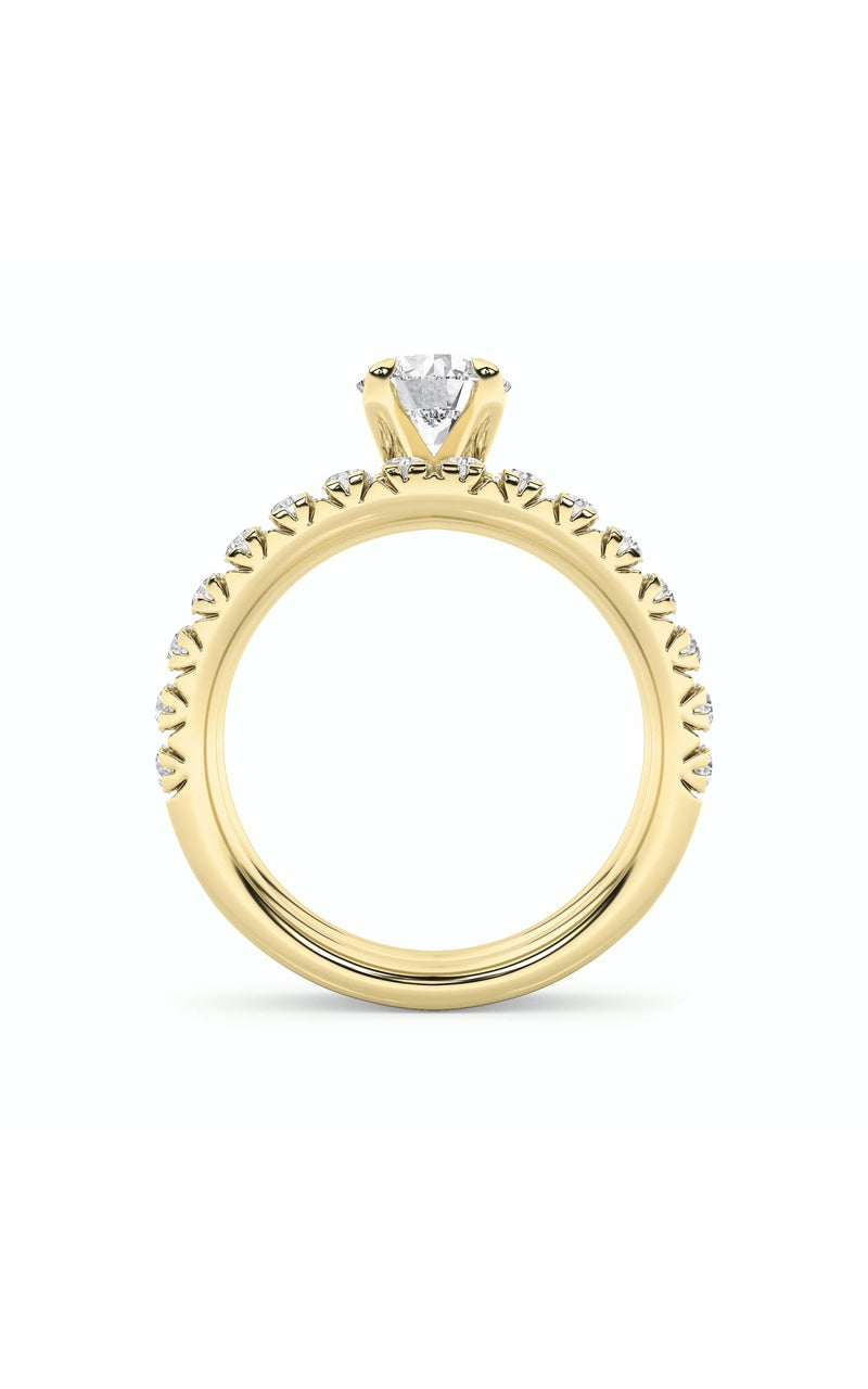 2CTW Round Shaped Lab Grown Diamond (F/VS) Classic Accented Set With Band and Engagement Ring in 14K Gold