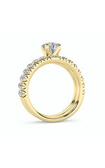 Load image into Gallery viewer, 2CTW Round Shaped Lab Grown Diamond (F/VS) Classic Accented Set With Band and Engagement Ring in 14K Gold
