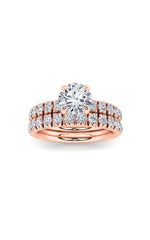 Load image into Gallery viewer, 2CTW Round Shaped Lab Grown Diamond (F/VS) Classic Accented Set With Band and Engagement Ring in 14K Gold

