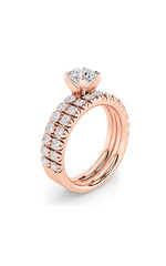 Load image into Gallery viewer, 2CTW Round Shaped Lab Grown Diamond (F/VS) Classic Accented Set With Band and Engagement Ring in 14K Gold
