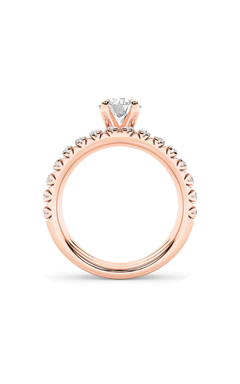 2CTW Round Shaped Lab Grown Diamond (F/VS) Classic Accented Set With Band and Engagement Ring in 14K Gold