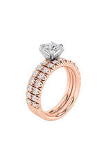 Load image into Gallery viewer, 2CTW Round Shaped Lab Grown Diamond (F/VS) Classic Accented Set With Band and Engagement Ring in 14K Gold
