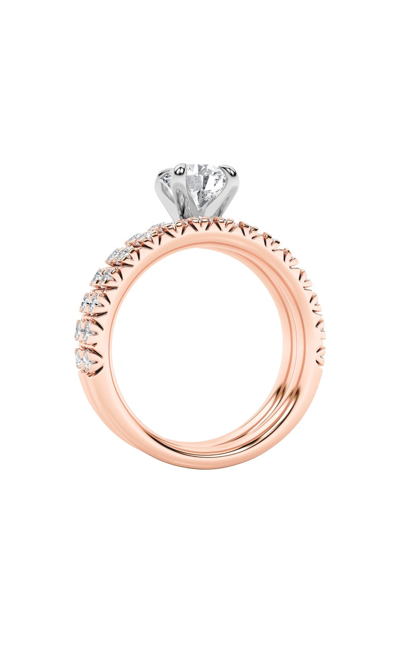 2CTW Round Shaped Lab Grown Diamond (F/VS) Classic Accented Set With Band and Engagement Ring in 14K Gold