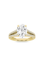Load image into Gallery viewer, 2CTW Oval Shaped Lab Grown Diamond (F/VS) Split Shank Accented Engagement Ring in 14K Gold
