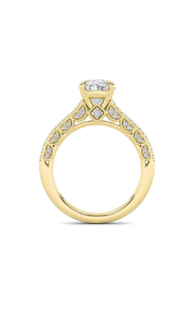 2CTW Oval Shaped Lab Grown Diamond (F/VS) Split Shank Accented Engagement Ring in 14K Gold