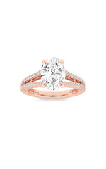 Load image into Gallery viewer, 2CTW Oval Shaped Lab Grown Diamond (F/VS) Split Shank Accented Engagement Ring in 14K Gold
