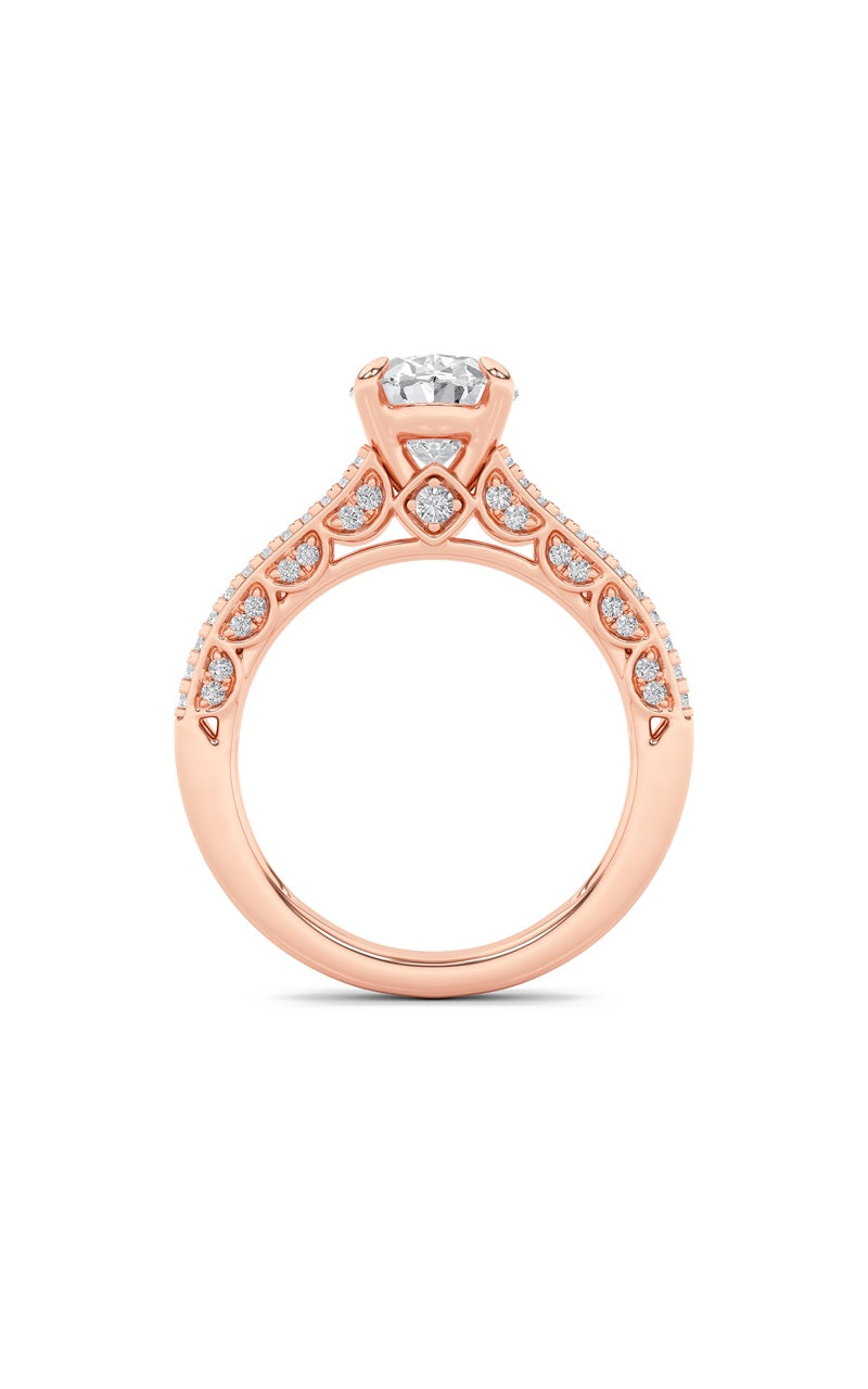 2CTW Oval Shaped Lab Grown Diamond (F/VS) Split Shank Accented Engagement Ring in 14K Gold