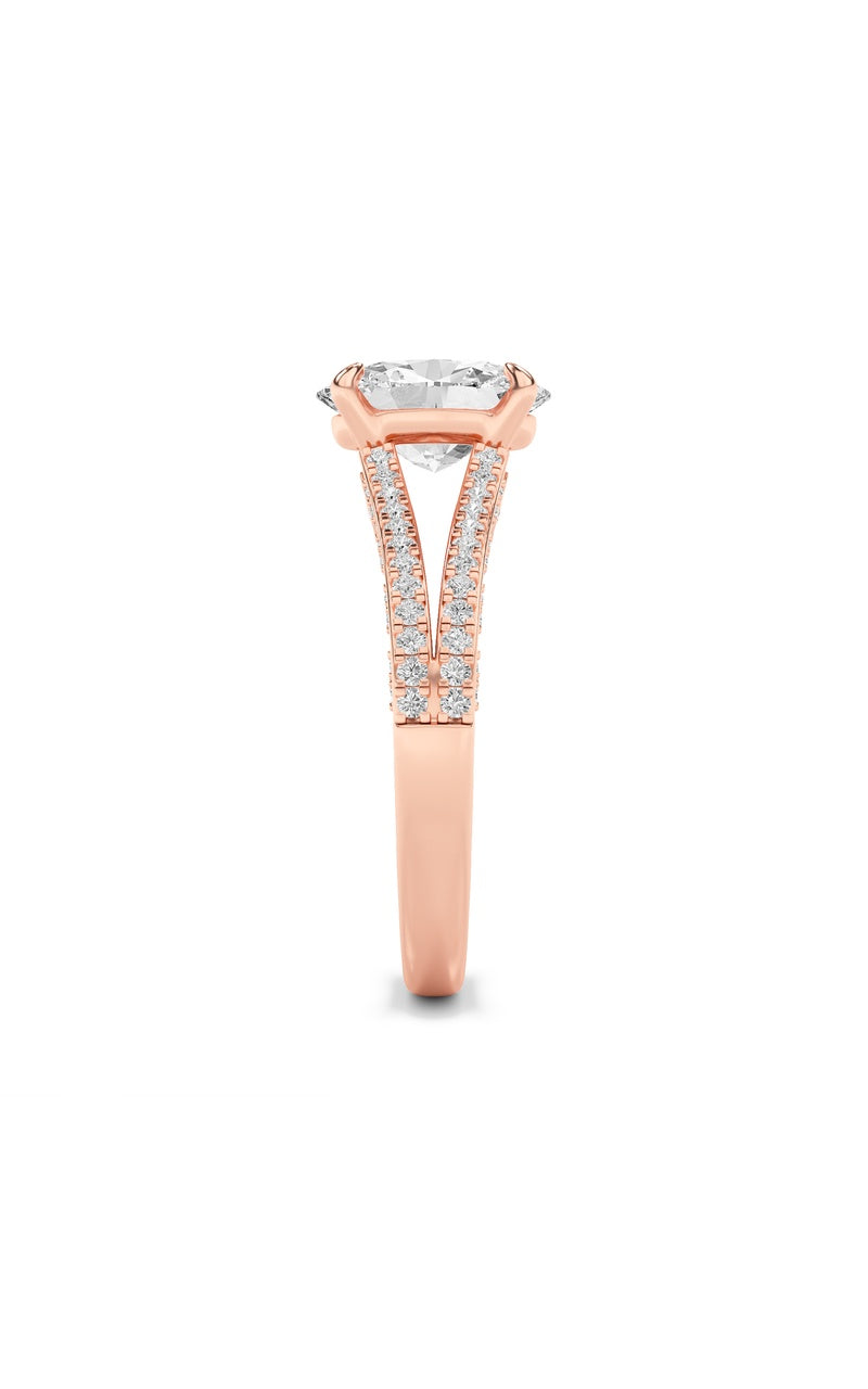2CTW Oval Shaped Lab Grown Diamond (F/VS) Split Shank Accented Engagement Ring in 14K Gold