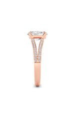 Load image into Gallery viewer, 2CTW Oval Shaped Lab Grown Diamond (F/VS) Split Shank Accented Engagement Ring in 14K Gold
