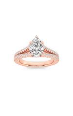 Load image into Gallery viewer, 2CTW Pear Shaped Lab Grown Diamond (F/VS) Split Shank Accented Engagement Ring in 14K Gold
