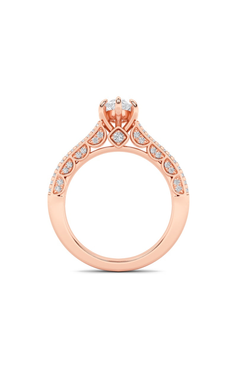 2CTW Pear Shaped Lab Grown Diamond (F/VS) Split Shank Accented Engagement Ring in 14K Gold