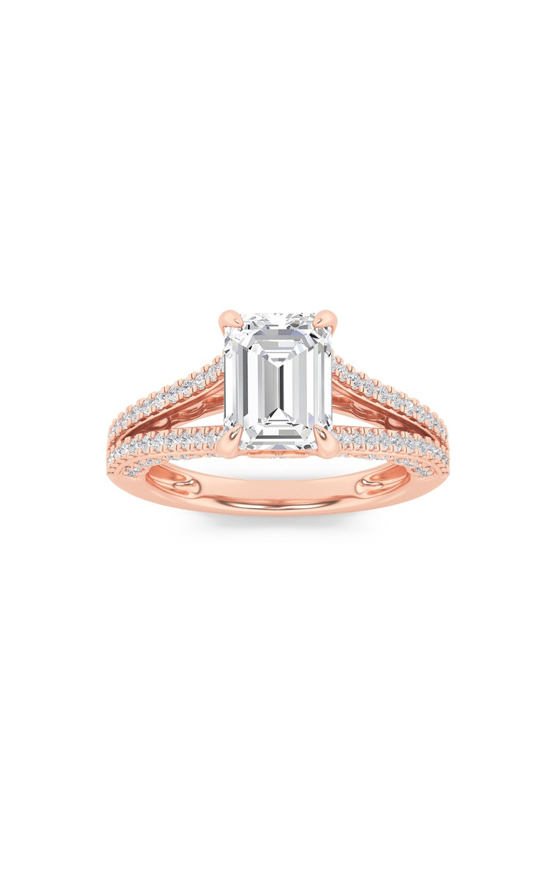 2CTW Radiant Shaped Lab Grown Diamond (F/VS) Split Shank Accented Engagement Ring in 14K Gold