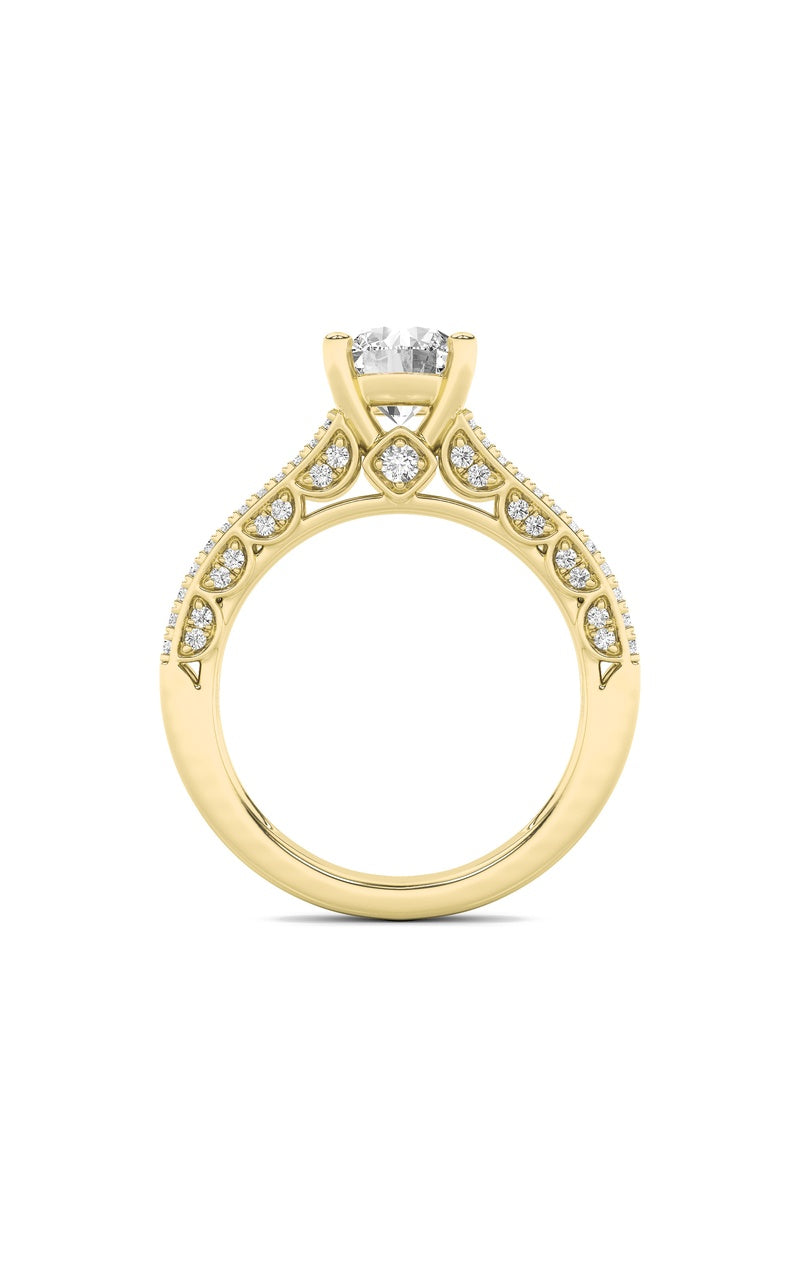 2CTW Round Shaped Lab Grown Diamond (F/VS) Split Shank Accented Engagement Ring in 14K Gold