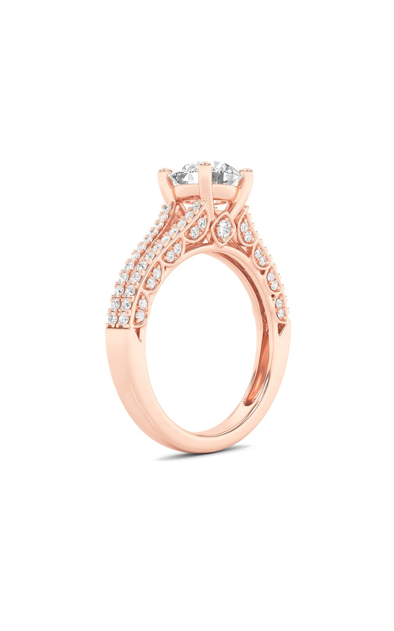 2CTW Round Shaped Lab Grown Diamond (F/VS) Split Shank Accented Engagement Ring in 14K Gold