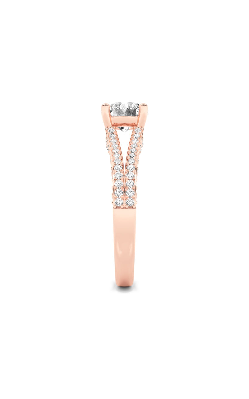 2CTW Round Shaped Lab Grown Diamond (F/VS) Split Shank Accented Engagement Ring in 14K Gold