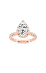 Load image into Gallery viewer, 2CTW Pear Shaped Lab Grown Diamond (F/VS) Halo Accented Engagement Ring in 14K Gold
