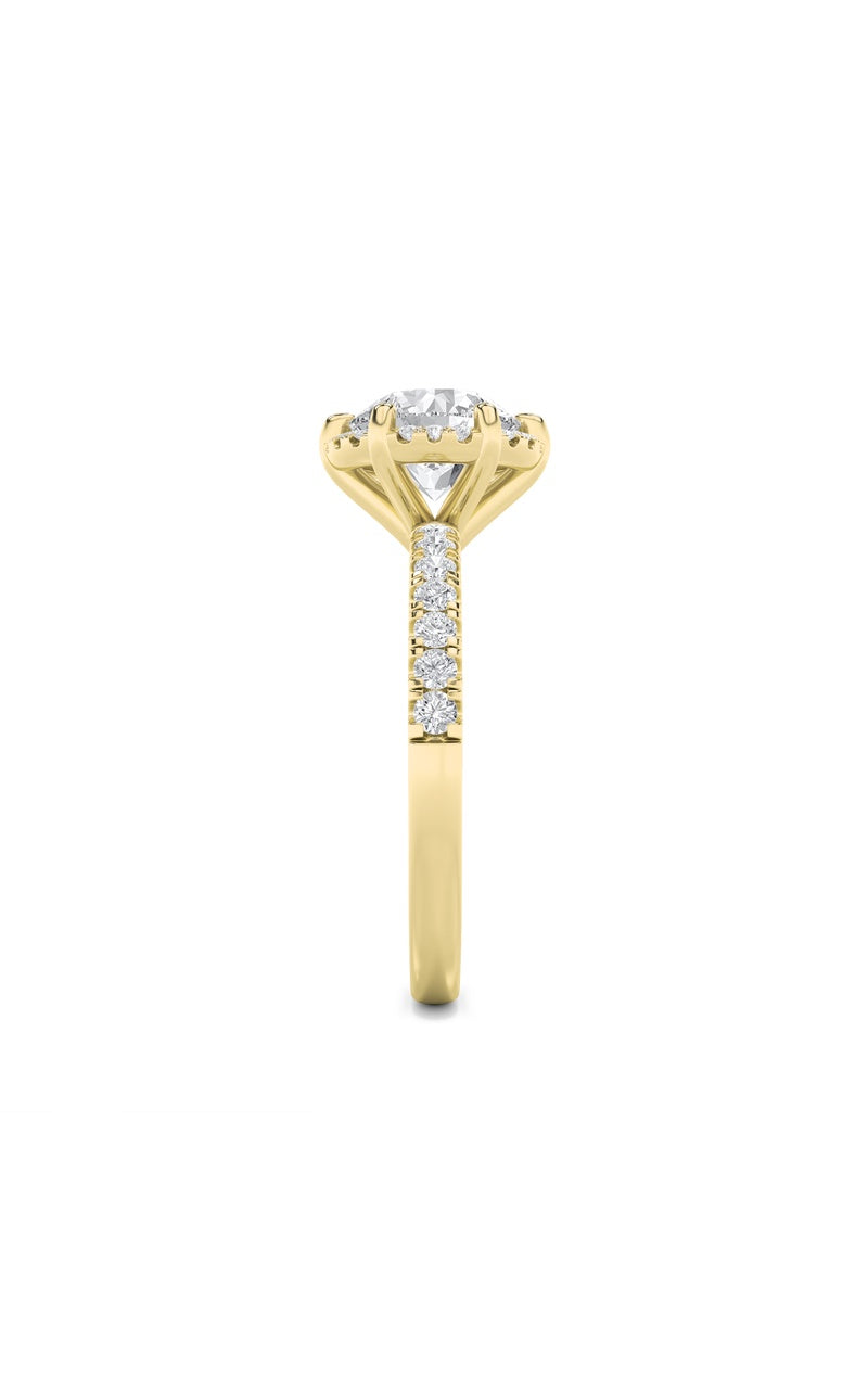 2CTW Round Shaped Lab Grown Diamond (F/VS) Halo Accented Engagement Ring in 14K Gold