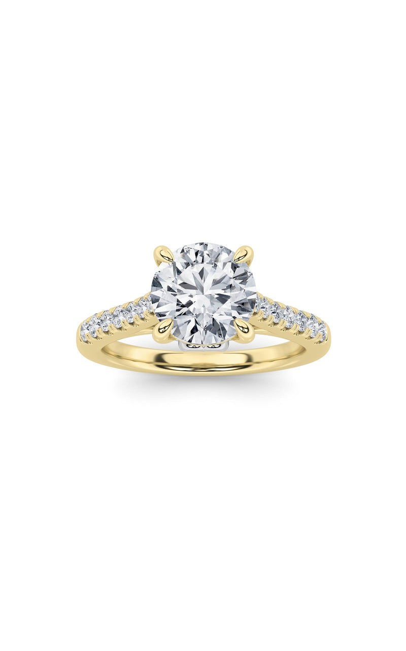 2.5CTW Round Shaped Lab Grown Diamond (F/VS) Petite Shank Accented Engagement Ring in 14K Gold