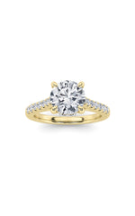 Load image into Gallery viewer, 2.5CTW Round Shaped Lab Grown Diamond (F/VS) Petite Shank Accented Engagement Ring in 14K Gold
