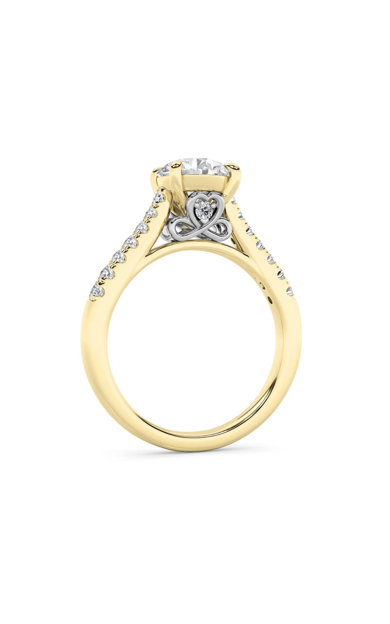 2.5CTW Round Shaped Lab Grown Diamond (F/VS) Petite Shank Accented Engagement Ring in 14K Gold