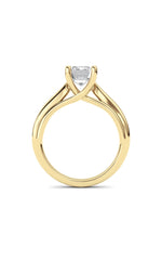 Load image into Gallery viewer, 2CTW Emerald Shaped Lab Grown Diamond (F/VS) Cathedral Shank Engagement Ring in 14K Yellow Gold

