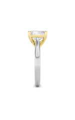 Load image into Gallery viewer, 2CTW Emerald Shaped Lab Grown Diamond (F/VS) Cathedral Shank Engagement Ring in 14K Yellow Gold
