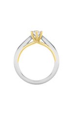 Load image into Gallery viewer, 1CTW Marquise Shaped Lab Grown Diamond (F/VS) Two Tone Six Prong Engagement Ring in 14K Gold
