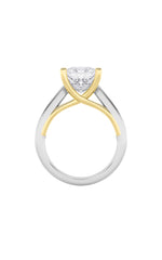 Load image into Gallery viewer, 2CTW Princess Shaped Lab Grown Diamond (G/VS) Two Tone Cathedral Shank Engagement Ring in 14K Gold
