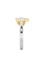 Load image into Gallery viewer, 2CTW Pear Shaped Lab Grown Diamond (F/VS) Two Tone Cathedral Shank Engagement Ring in 14K Gold
